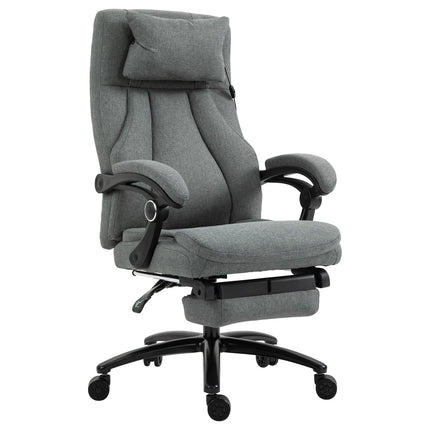 Masāžas biroja krēsls ar atgāšanas funkciju, ergonomisks rakstāmgalda krēsls, regulējams augstums, vadītāja krēsls, pelēks