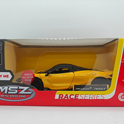 McLaren 765 LT die-cast modelis, kolekcionējama automašīna mērogā 1:31