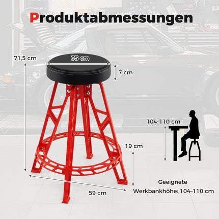 Mehāniķa krēsls, izturīgs alumīnijs, 360 grādu grozāms sēdeklis