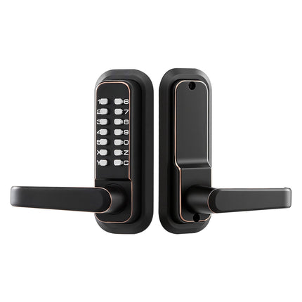 Mechanical Keyless Door Lock, Push Button, Auto-Lock, Bronze