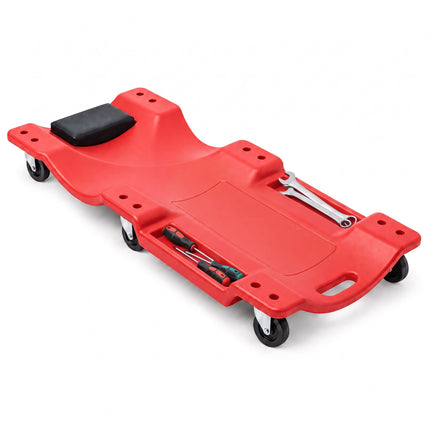 Mechanic's Creeper 150 kg with Padded Headrest, 6 Castors, Red
