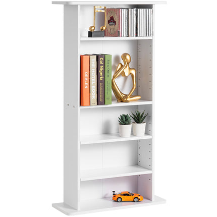 Media Storage Cabinet, 5-Shelf Holds 240 CDs, White