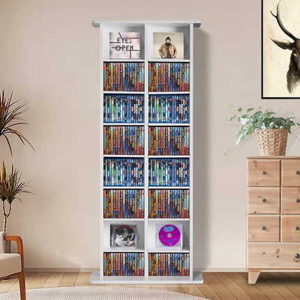 Media Storage Cabinet, 8 Adjustable Shelves, Holds 464 CDs, White