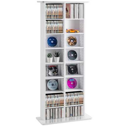 Media Storage Cabinet, 8 Adjustable Shelves, Holds 464 CDs, White