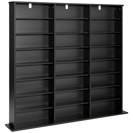 Media Storage Cabinet, 8-Tier Adjustable DVD CD Shelf, Black