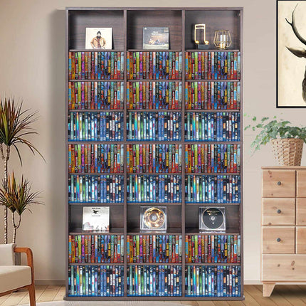 Media Storage Cabinet, 9-Shelf, 27 Compartments, Espresso