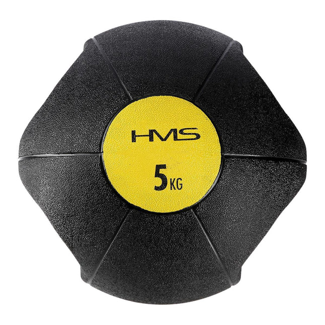 Medicīnas bumba 5 kg - neslīdošs rokturis, izturīga