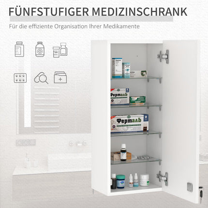 Medicīnas skapīša piekaramais skapis, slēdzams, regulējams, pirmās palīdzības krusts