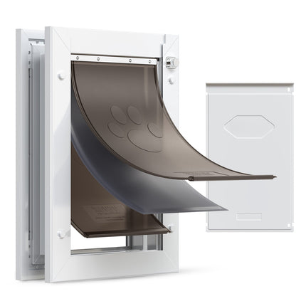 Medium Pet Door, 3 Magnetic Flaps, Metal Frame, White