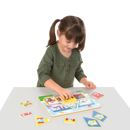 Melissa & Doug skaņu puzle "Apkārt mājai"