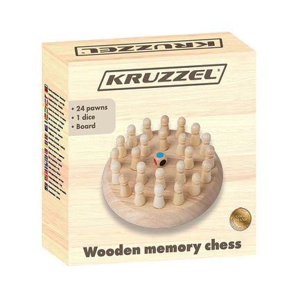 Memory Chess Game – Wooden Board, 24 Pawns
