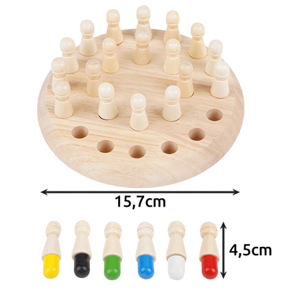 Memory Chess Game – Wooden Board, 24 Pawns
