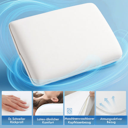 Memory Foam spilvens, ergonomisks 60x40 cm, noņemams pārvalks