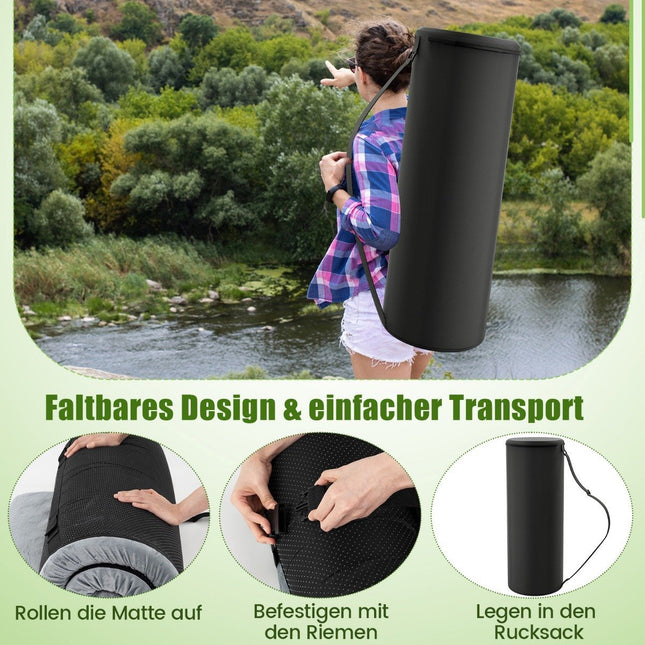 Memory foam kempinga matrača sarullējams kempinga paklājiņš ar ūdensnecaurlaidīgu pārklājumu 188 x 97 x 6,5 cm pelēks