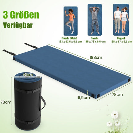 Memory foam kempinga matracis ar ūdensnecaurlaidīgu pārklājumu 188 x 78 x 6,5 cm tumši zils