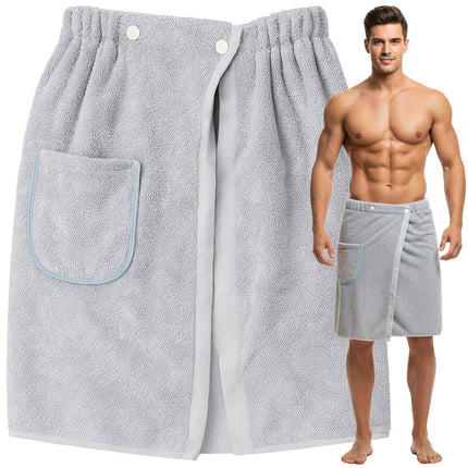 Men's Sauna Towel Kilt, Quick-Dry Cotton with Pocket