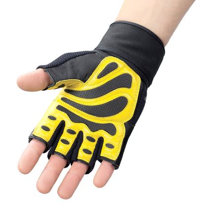 Vīriešu XL izmēra fitnesa cimdi, melni/dzelteni
