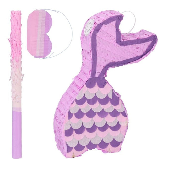 Nāriņas piñata ar konfekti uz kociņa un masku