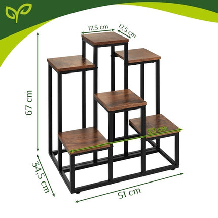 Metāla 6 līmeņu augu statīvs, loft stila, 67 cm