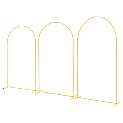 Metal Arch Backdrop Stand Set of 3, Gold, 2.4/2.2/2 m