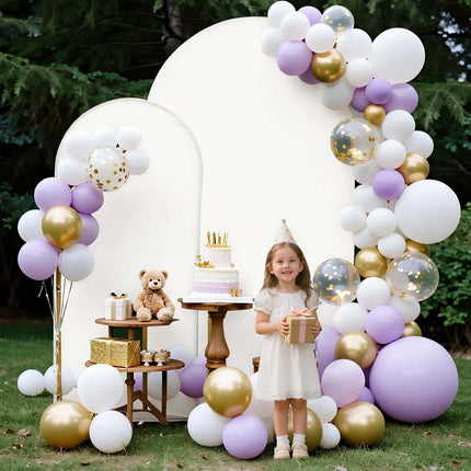 Metal Arch Backdrop Stands Set of 2, Gold, Covers