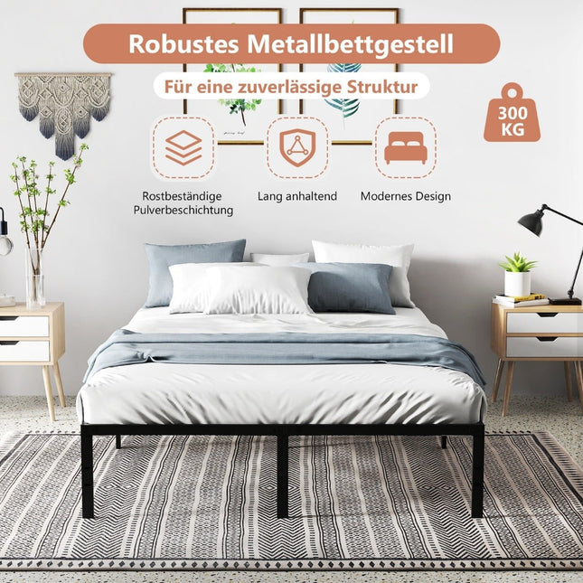 Metāla gultas rāmis, 160x200 cm, melns, bez atsperu pamatnes
