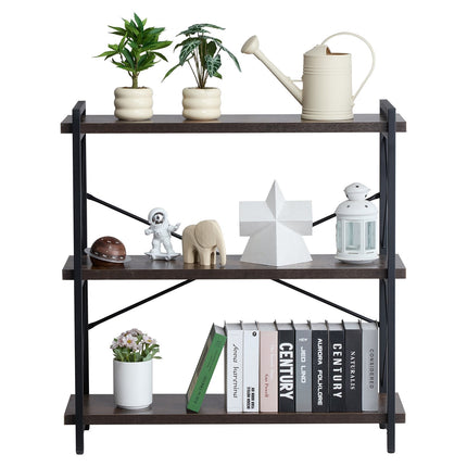 Metal Bookshelf, 3-Tier Industrial Open Shelf Unit