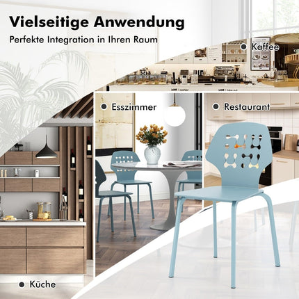 Metāla ēdamistabas krēslu komplekts, 4 gab., zils, ergonomiska atzveltne