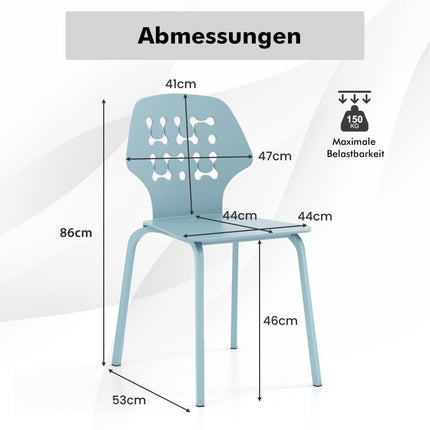 Metāla ēdamistabas krēslu komplekts, 4 gab., zils, ergonomiska atzveltne