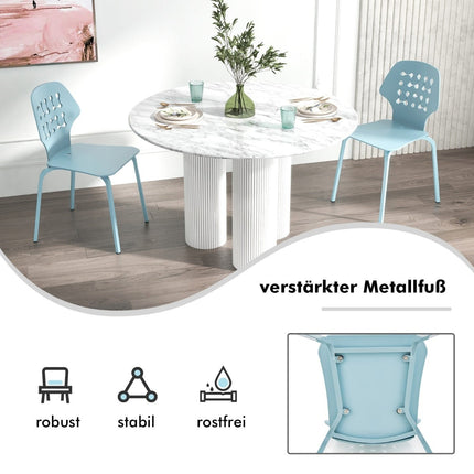 Metāla ēdamistabas krēslu komplekts, 4 gab., zils, ergonomiska atzveltne