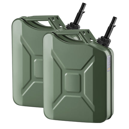 Metal Fuel Jerry Can 20L, Spout, Handle, 2-Pack