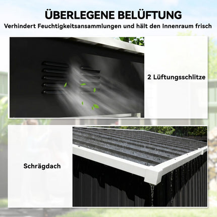 Metāla dārza šķūnis 1,37 m², slēdzams ar ventilāciju