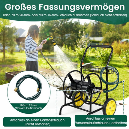 Metāla šļūteņu ratiņi - 70 m ietilpība, 20 mm šļūtene, melni