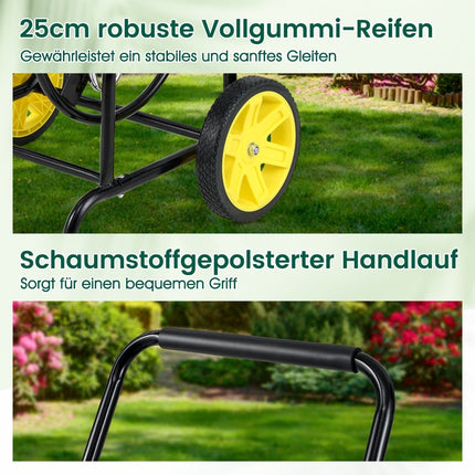Metāla šļūteņu ratiņi - 70 m ietilpība, 20 mm šļūtene, melni