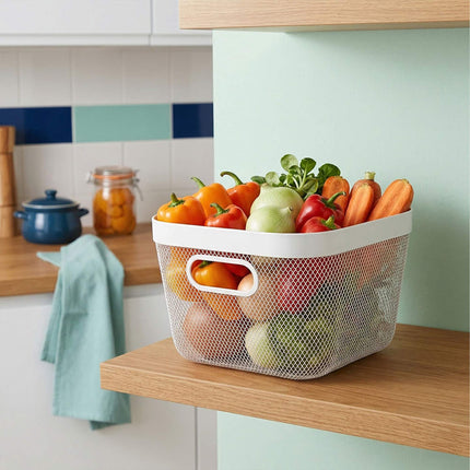 Metāla sieta uzglabāšanas grozs - daudzfunkcionāls organizators