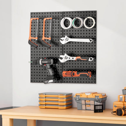 Metal Pegboard Panels 32 x 16 in, 2-Pack, Black