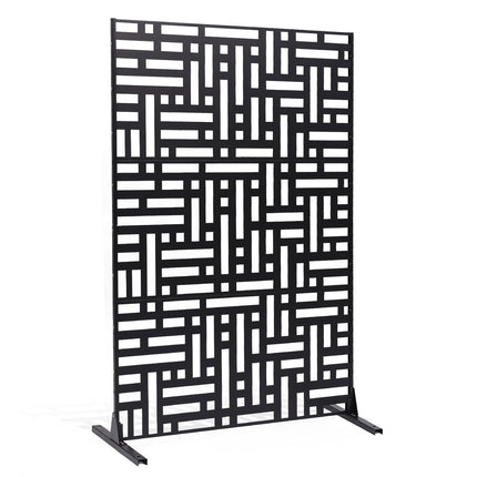 Metal Privacy Screen, 3-Panel Freestanding, 47 x 76 in, Black