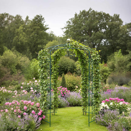 Metāla Rose Arbor paviljons - brīvi stāvošs kupola rāmis