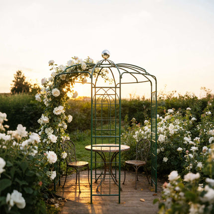 Metāla Rose Arbor paviljons - brīvi stāvošs kupola rāmis