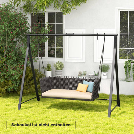 Metāla šūpoļu rāmis ar 5 piekares gredzeniem, melns, 210x115x175 cm