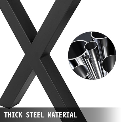 Metal Table Legs Set of 2, X-Frame, Black 28.4x29.9in