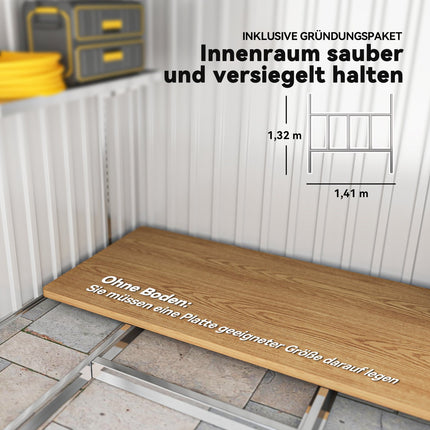 Metāla instrumentu šķūnis 2,81 m² 154 x 206,5 x 181 cm instrumentu šķūnis ar slīpa jumta pamatiem