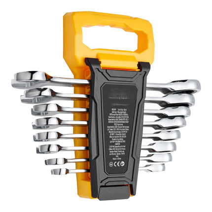 Metric Ratcheting Combination Wrench Set, 8-Piece 8-19mm