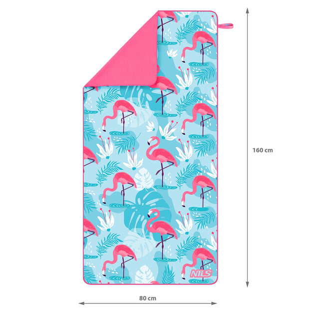 Mikrošķiedras dvielis ar flamingo apdruku, 160x80 cm