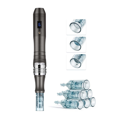 Microneedling Pen, 6-Speed LCD, 0-2.5mm, 6 Cartridges