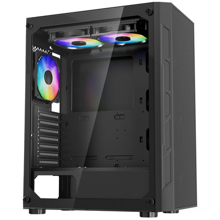 Mid-Tower PC Gaming Case, Tempered Glass, 3x120mm ARGB