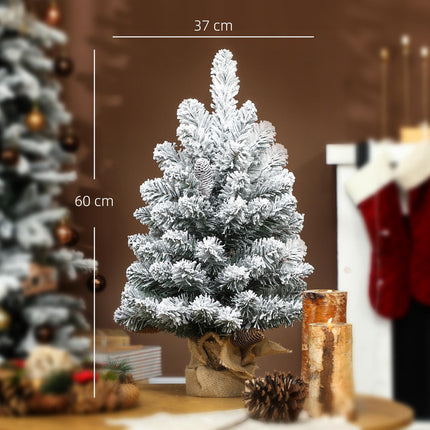 Mini mākslīgā Ziemassvētku eglīte 60 cm ar sniegu, čiekuriem
