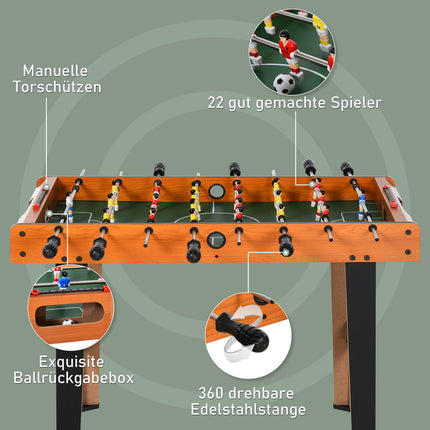 Mini galda futbola galds ar nerūsējošā tērauda stieņiem, 84,5x40x61,2 cm, melns