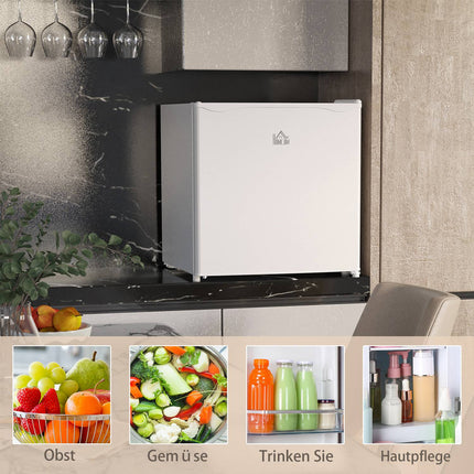 Ledusskapis 46L Brīvstāvoša Saldētava 65W Elektriskais Ledusskapis ar Mazu Saldētavas Uzglabāšanu 0 No 8°C Temperatūras Regulēšana 48 X 44 X 49 Cm Balts