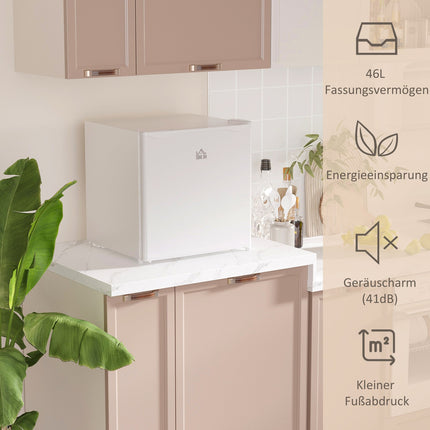 Ledusskapis 46L Brīvstāvoša Saldētava 65W Elektriskais Ledusskapis ar Mazu Saldētavas Uzglabāšanu 0 No 8°C Temperatūras Regulēšana 48 X 44 X 49 Cm Balts
